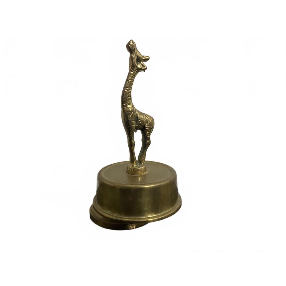 Vintage Brass Giraffe Wind Up Rotating Musical Figurine